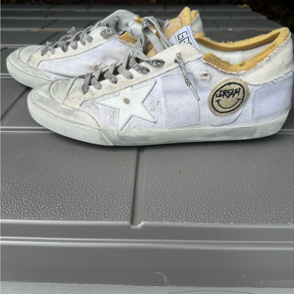 Golden Goose White Sneakers with Yellow Accents - Picture 1 of 3